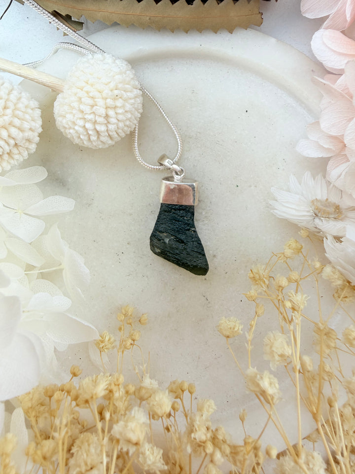 Moldavite Silver Pendant