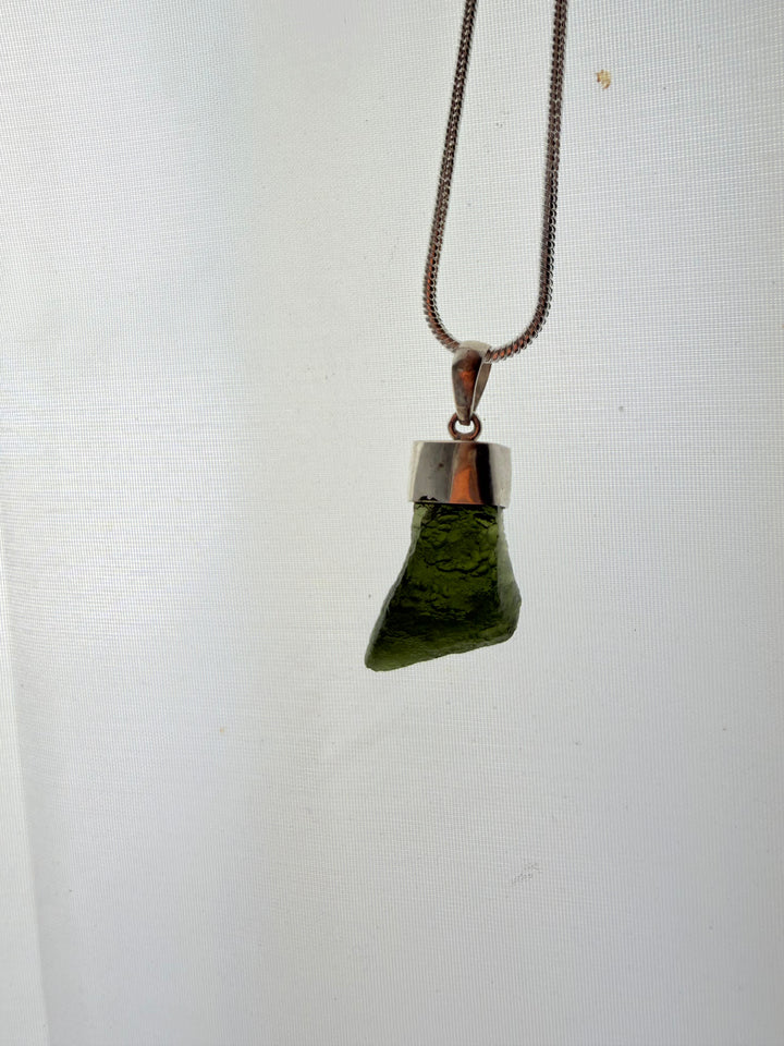 Moldavite Silver Pendant
