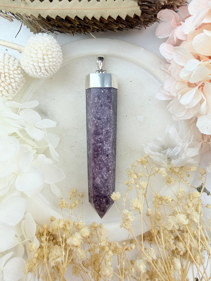 Lepidolite Silver Pendant