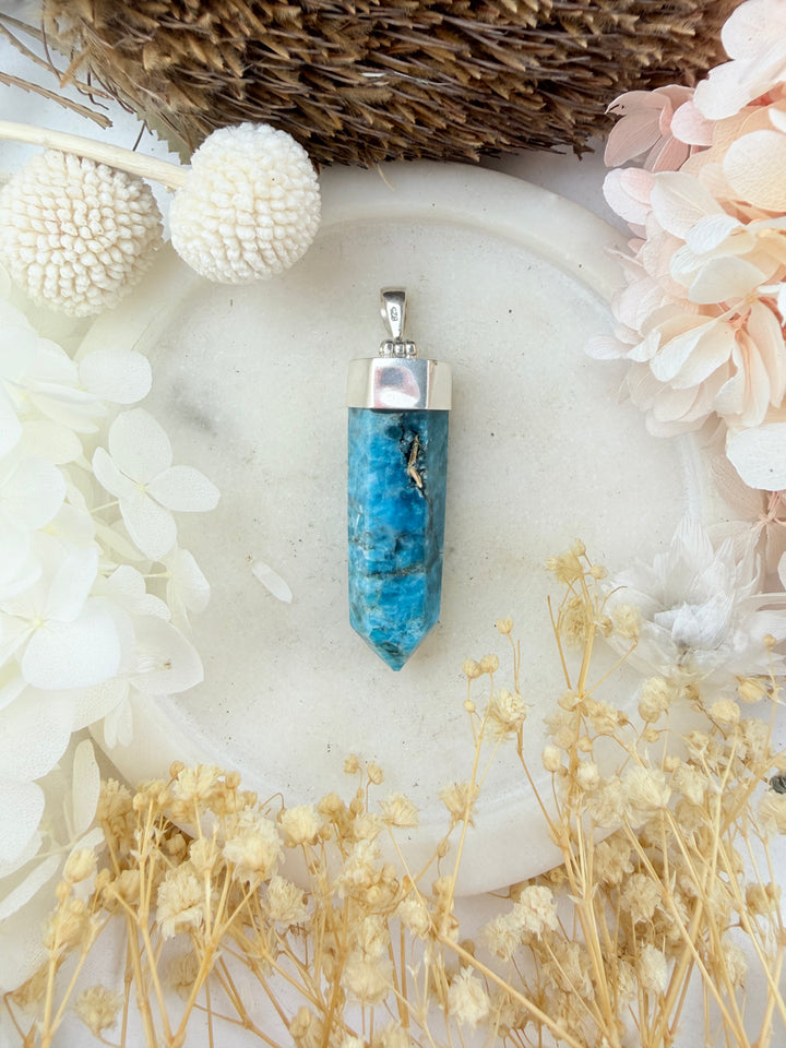 Blue Apatite Silver Necklace