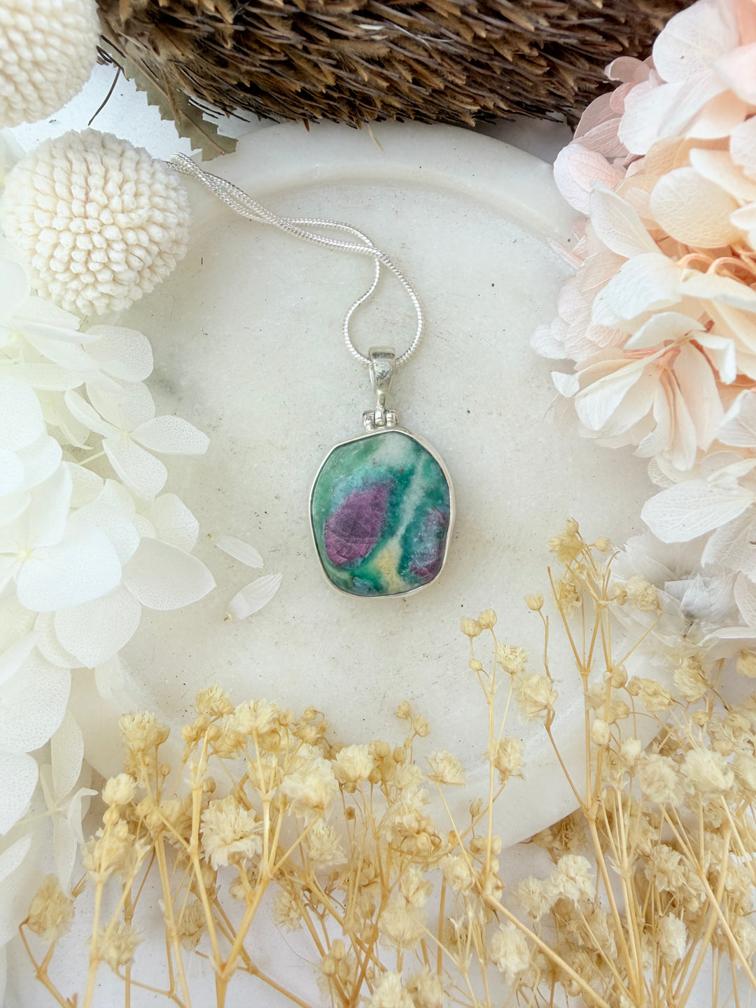 Ruby Fuchsite Silver Pendant