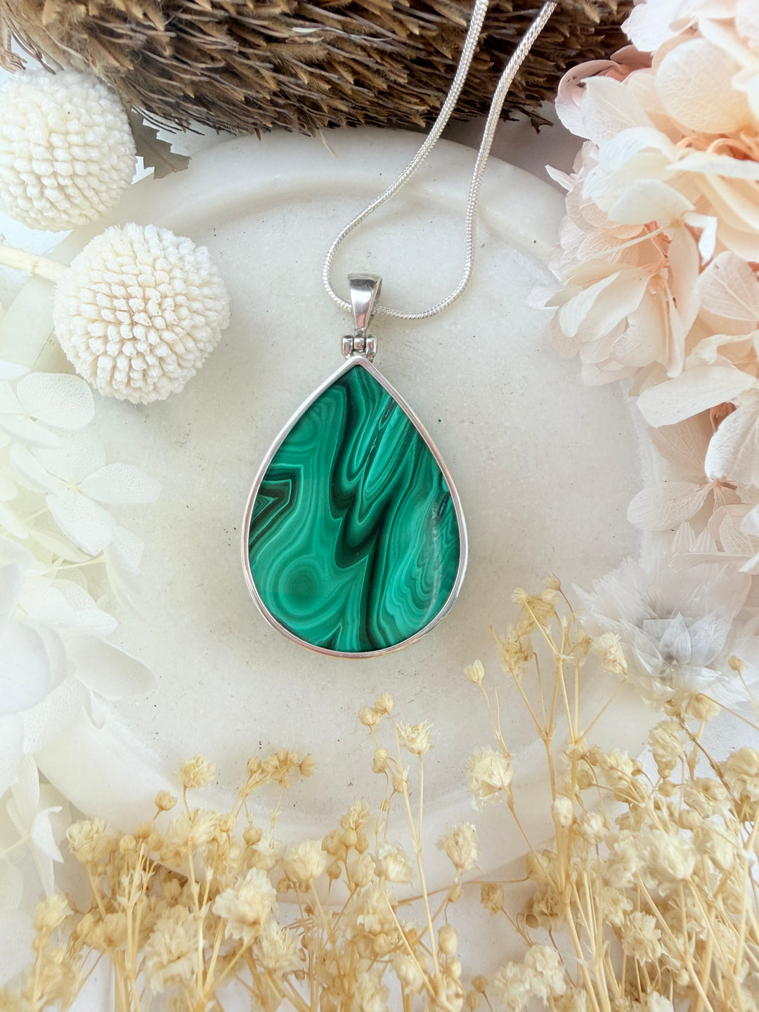 Malachite Silver Pendant