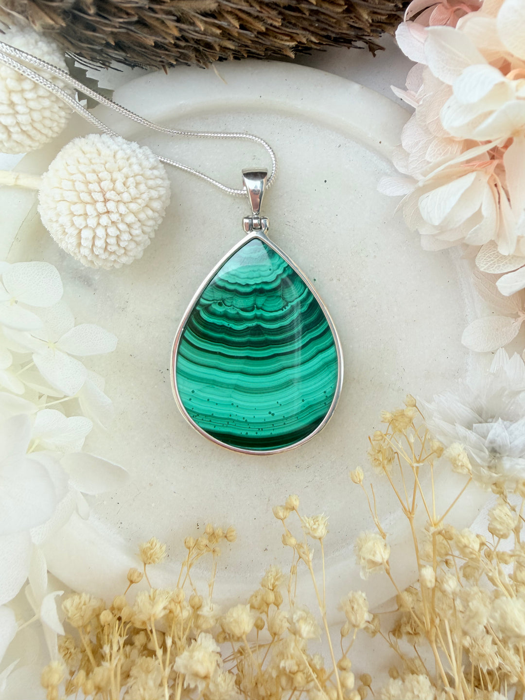 Malachite Silver Pendant