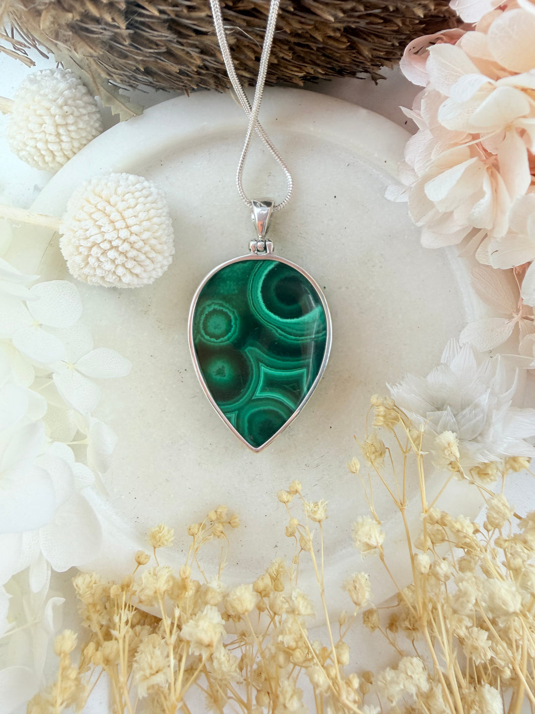 Malachite Silver Pendant