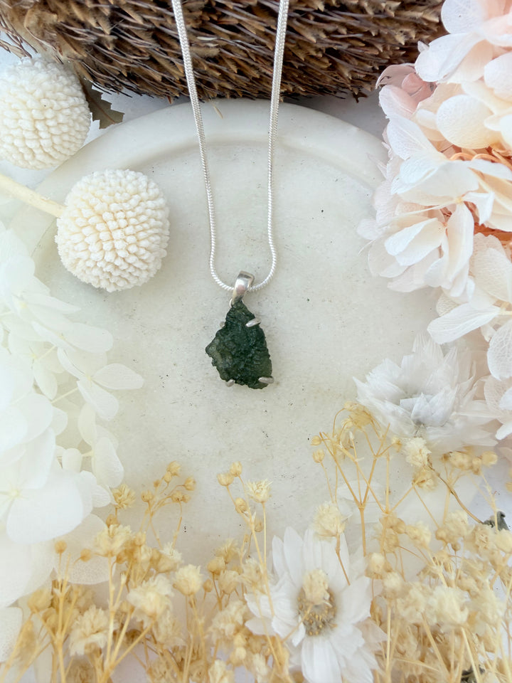 Moldavite Silver Pendant