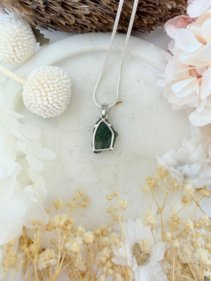 Moldavite Silver Pendant