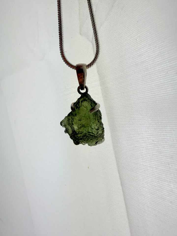 Moldavite Silver Pendant