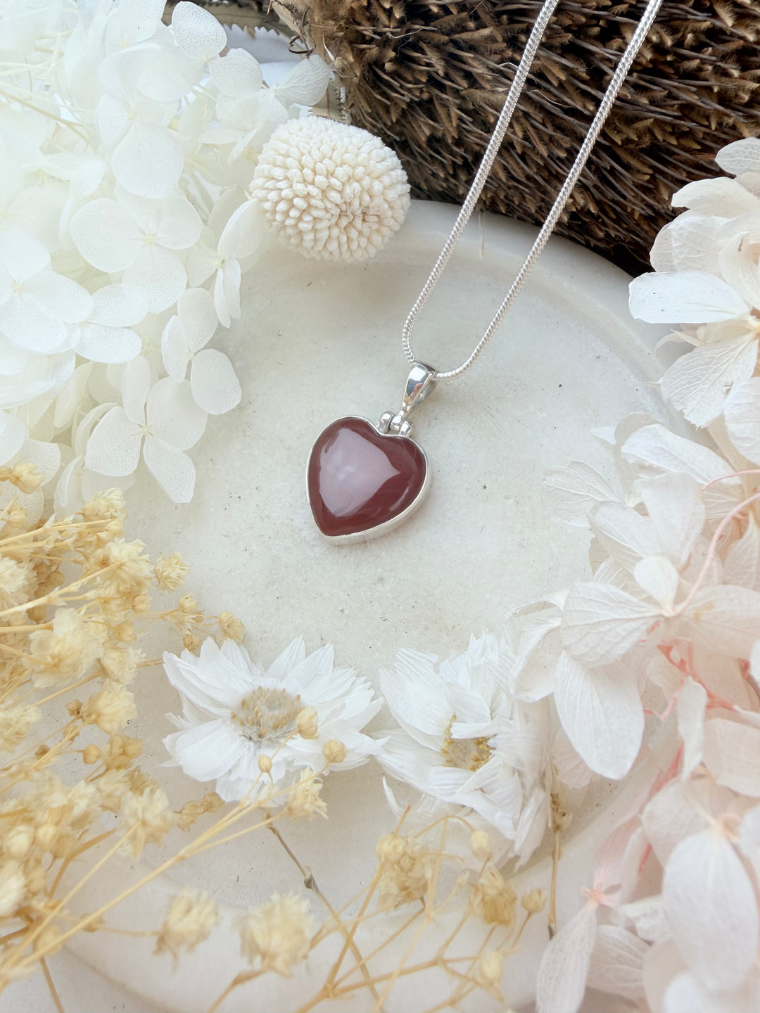 Carnelian Heart Silver Pendant
