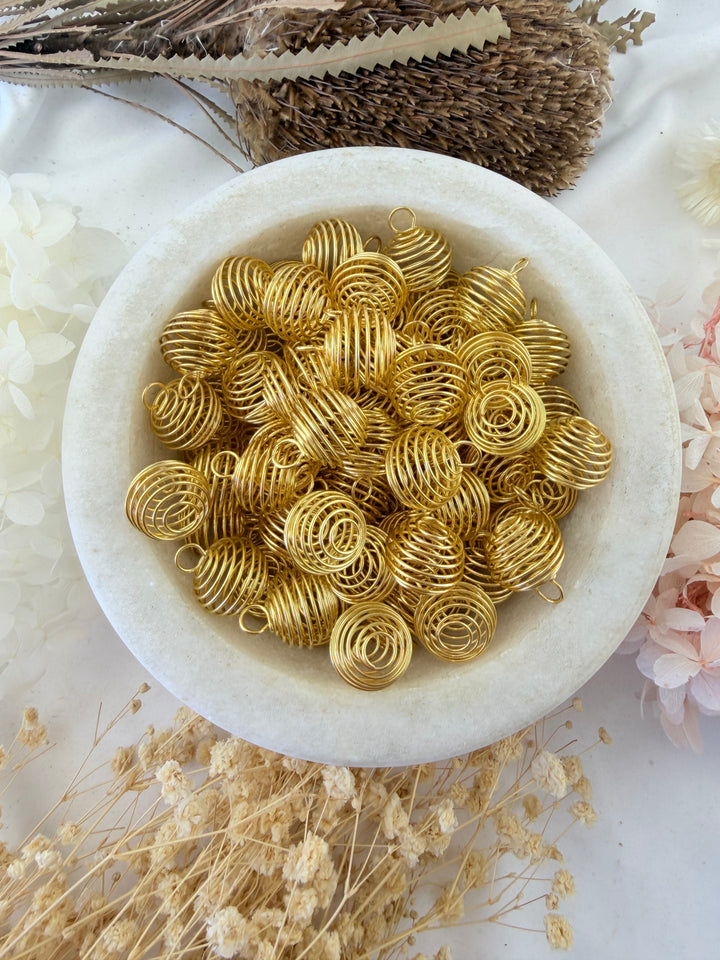 Small Metal Cage Pendant Holder for Tumbled Stones