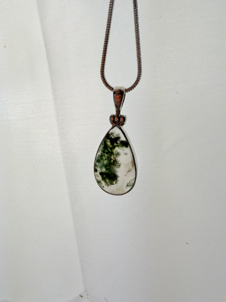 Moss Agate Silver Pendant