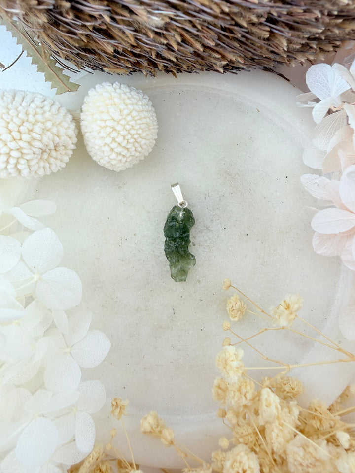 Moldavite Silver Pendant