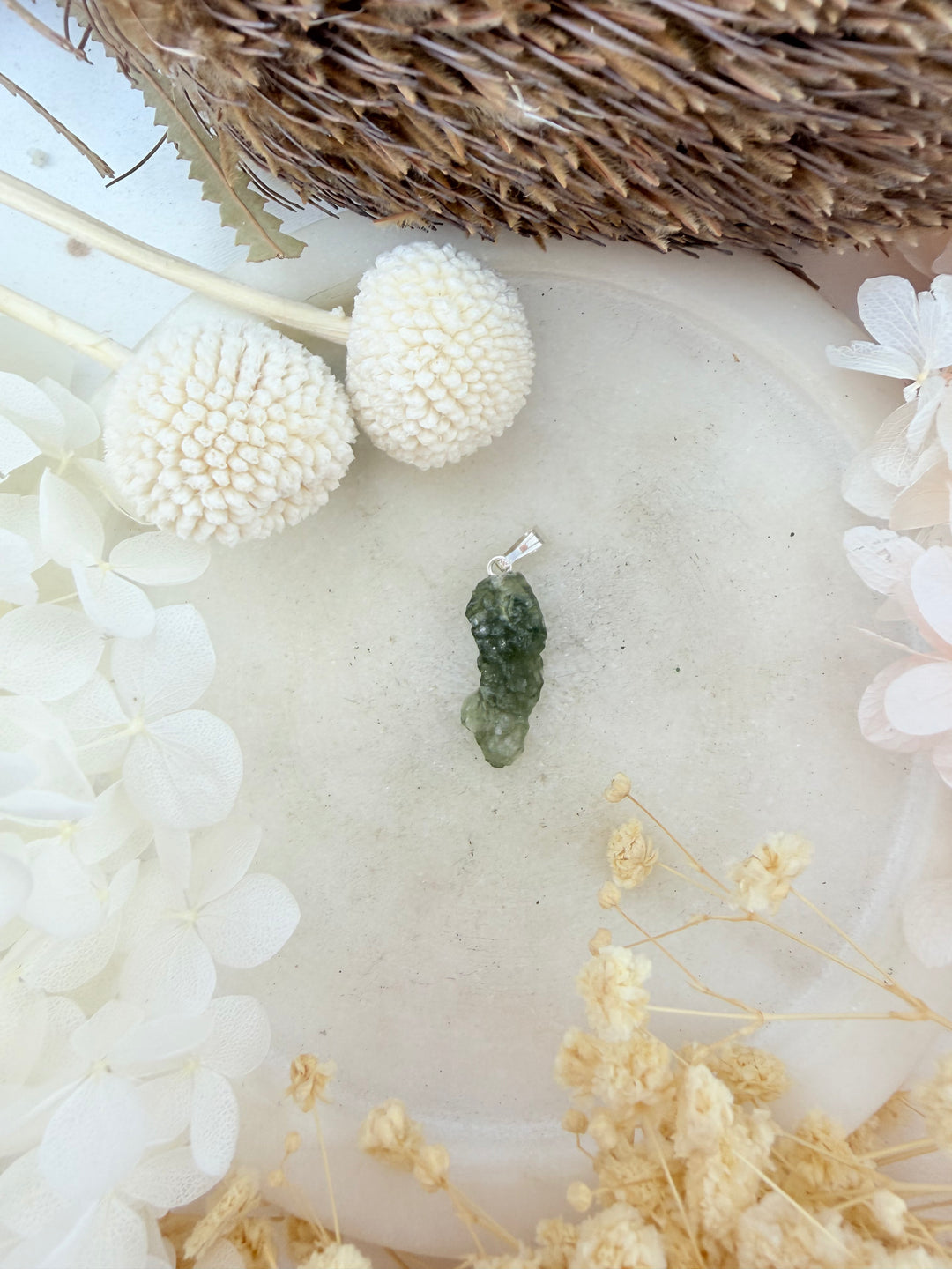Moldavite Silver Pendant