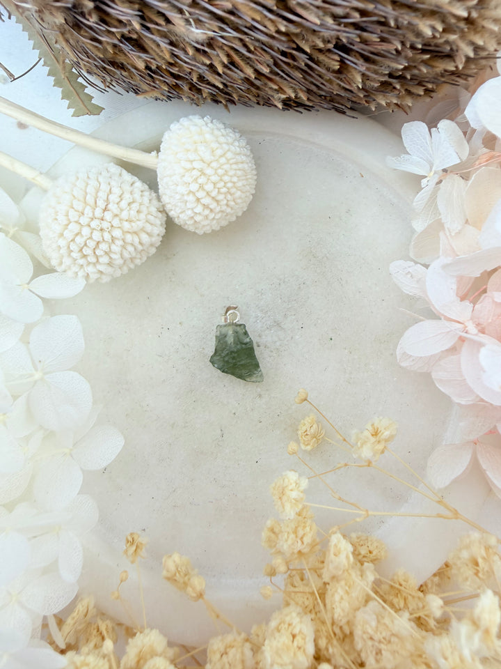 Moldavite Silver Pendant