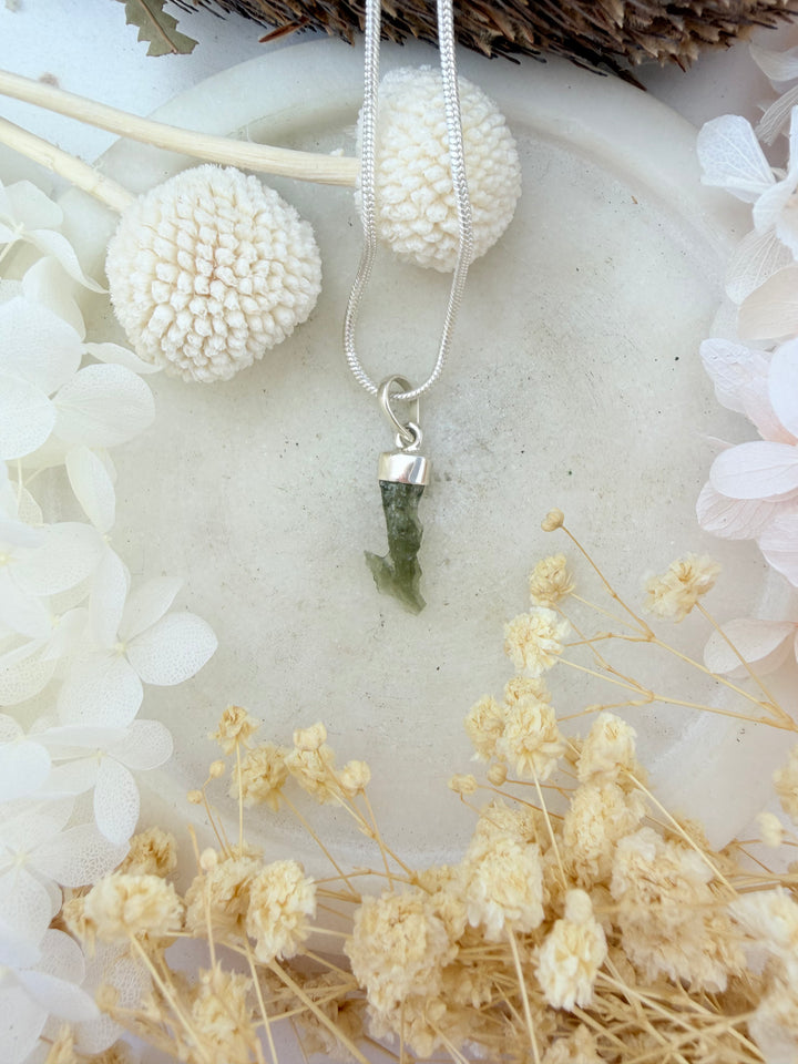 Moldavite Silver Pendant