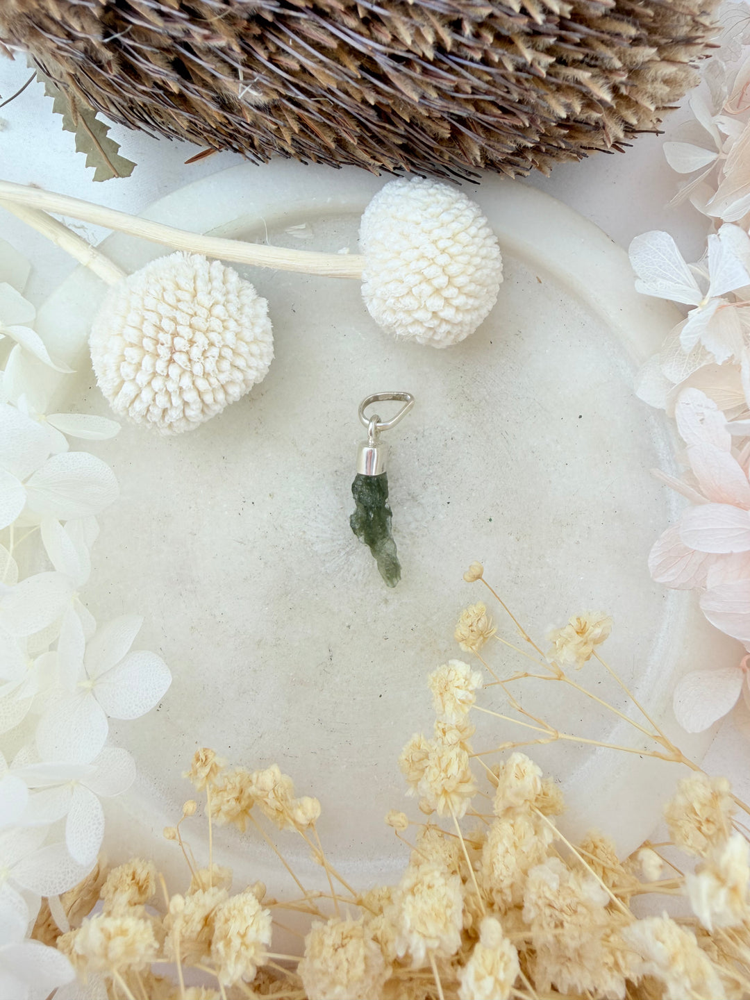 Moldavite Silver Pendant