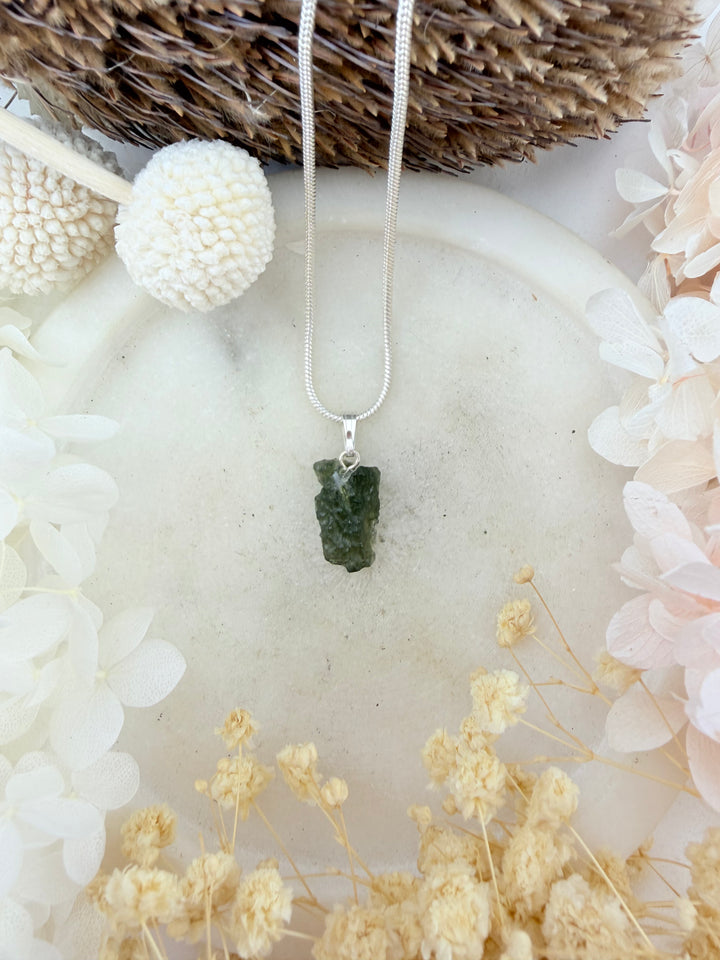 Moldavite Silver Pendant
