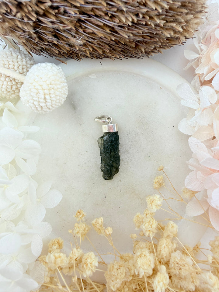 Moldavite Silver Pendant