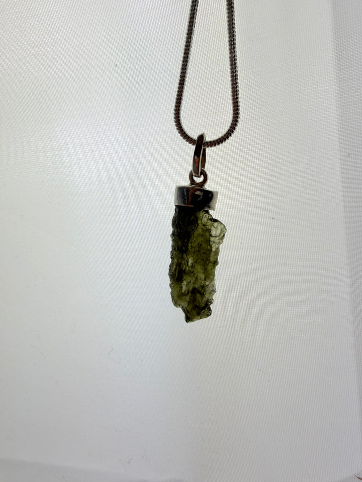 Moldavite Silver Pendant