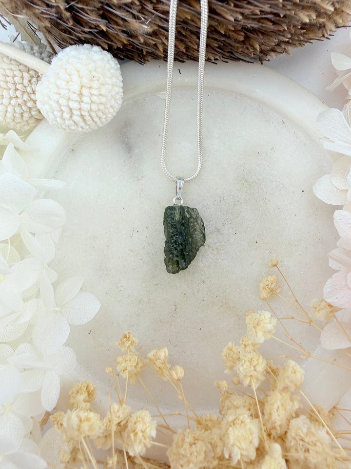 Moldavite Silver Pendant