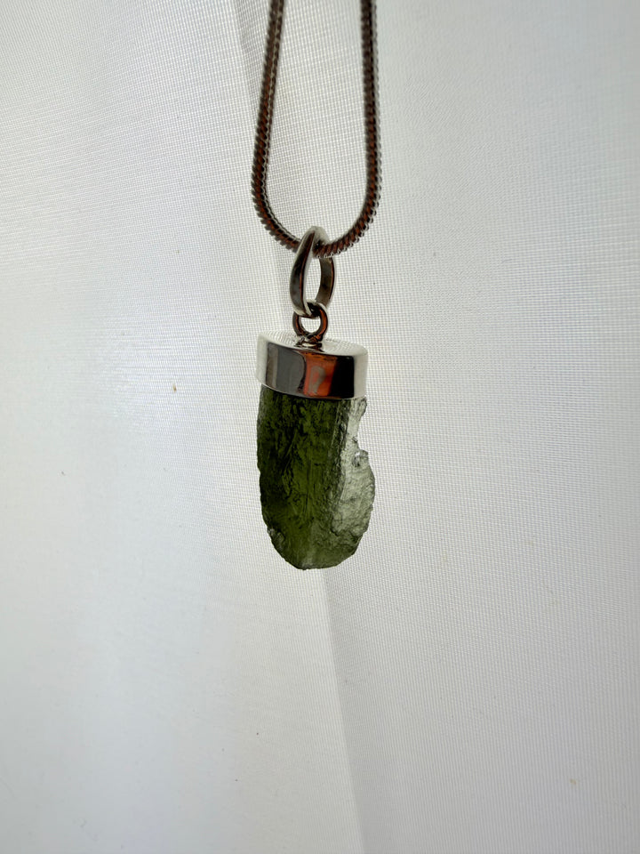 Moldavite Silver Pendant