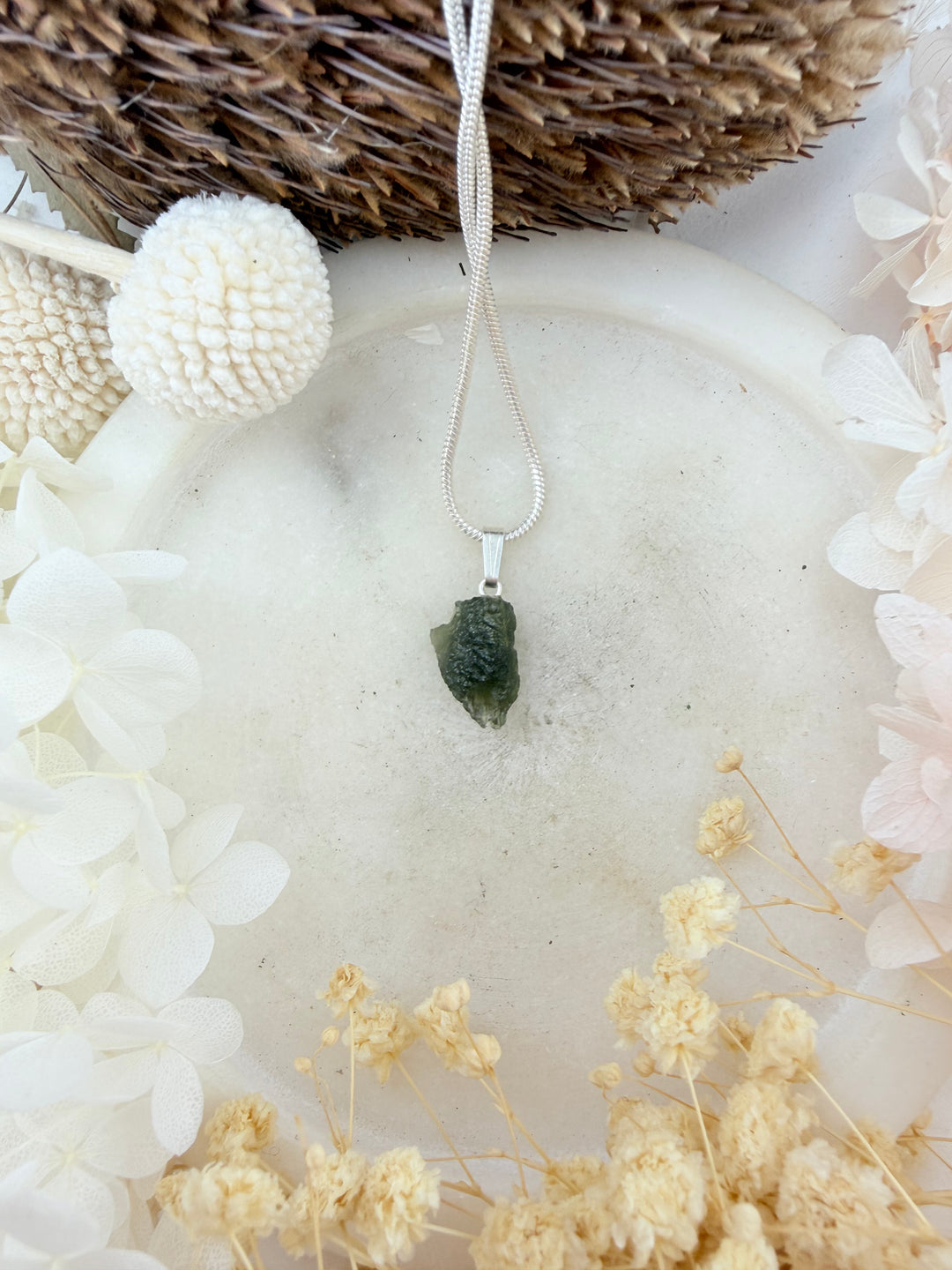 Moldavite Silver Pendant