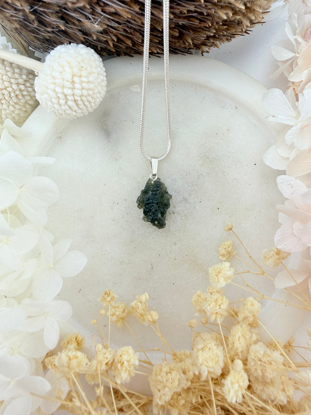 Moldavite Silver Pendant