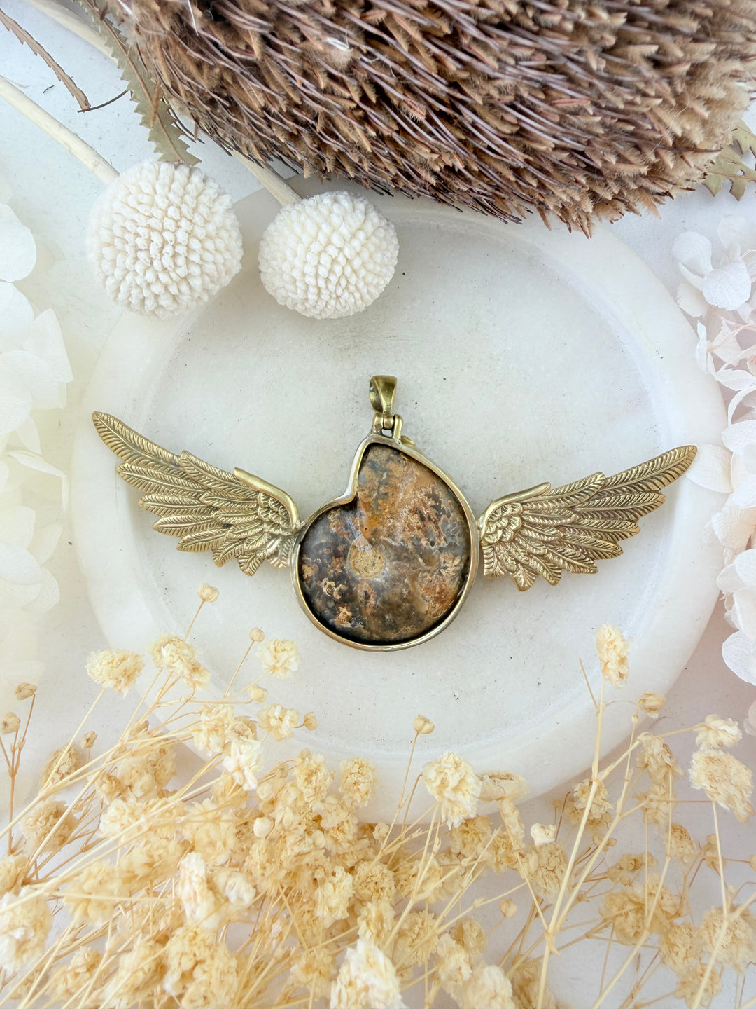 Ammonite Fossil Anahata Pendant