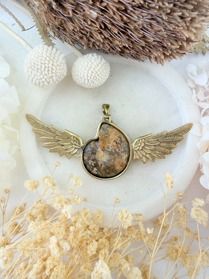 Ammonite Fossil Anahata Pendant