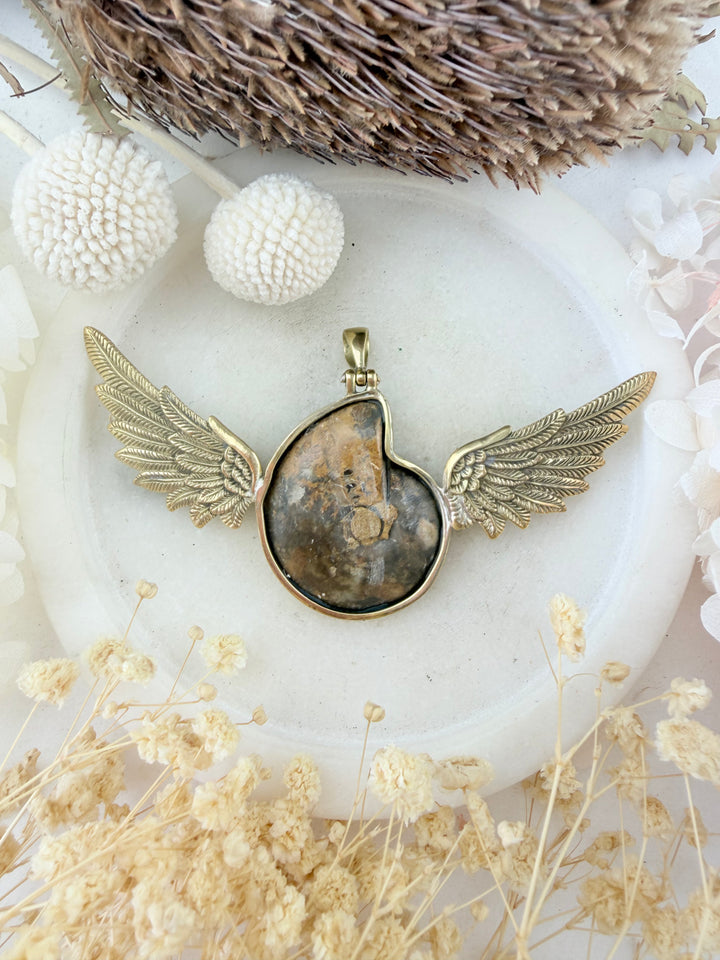 Ammonite Fossil Anahata Pendant
