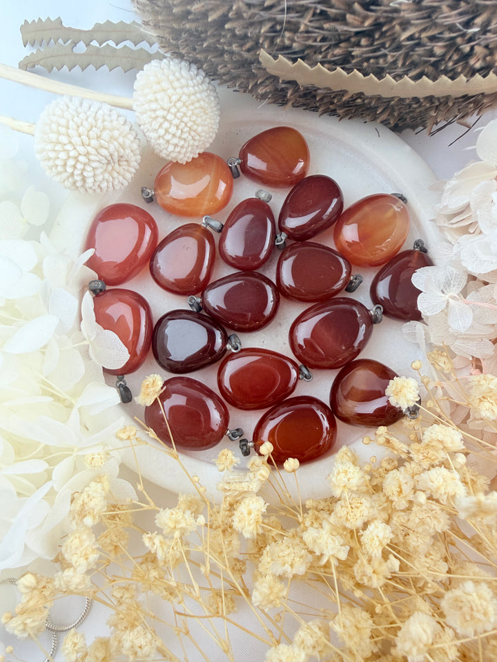 Carnelian Tumbled Silver (tarnished) Pendant - Intuitive selection