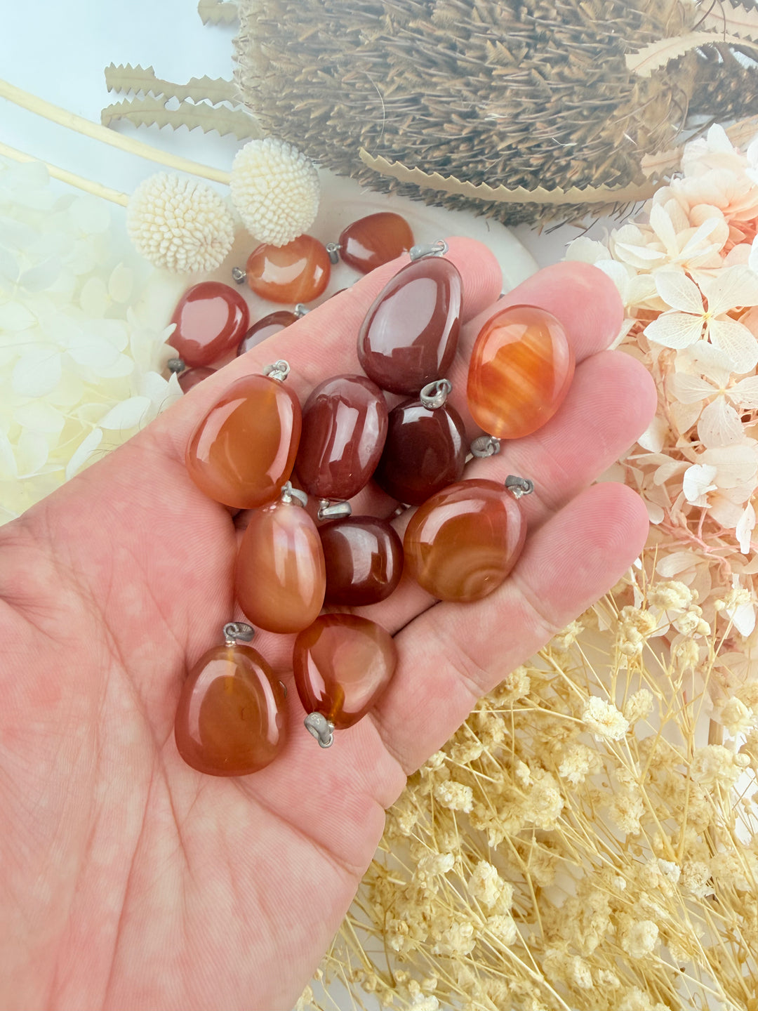 Carnelian Tumbled Silver (tarnished) Pendant - Intuitive selection