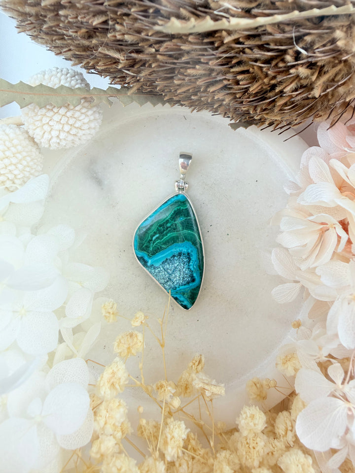Chrysocolla Silver Pendant