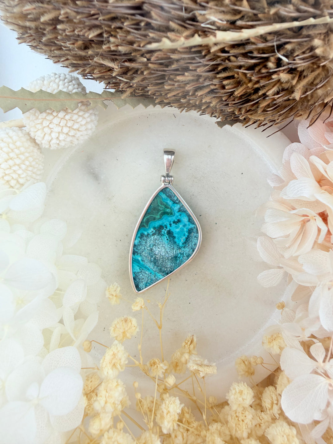 Chrysocolla Silver Pendant