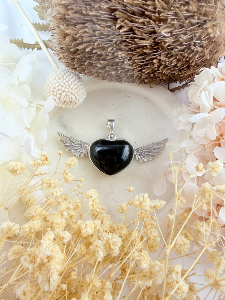 Black Obsidian Anahata Pendant