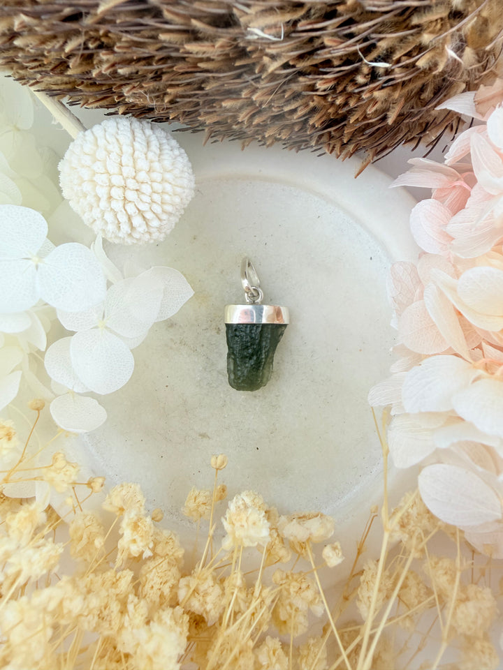 Moldavite Silver Pendant