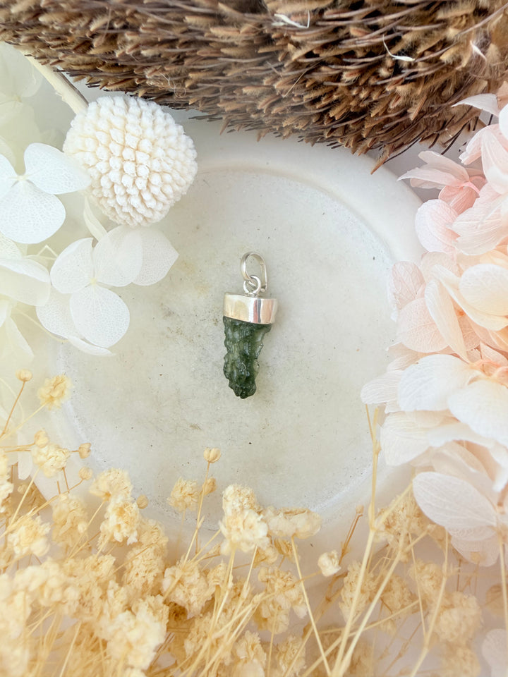 Moldavite Silver Pendant