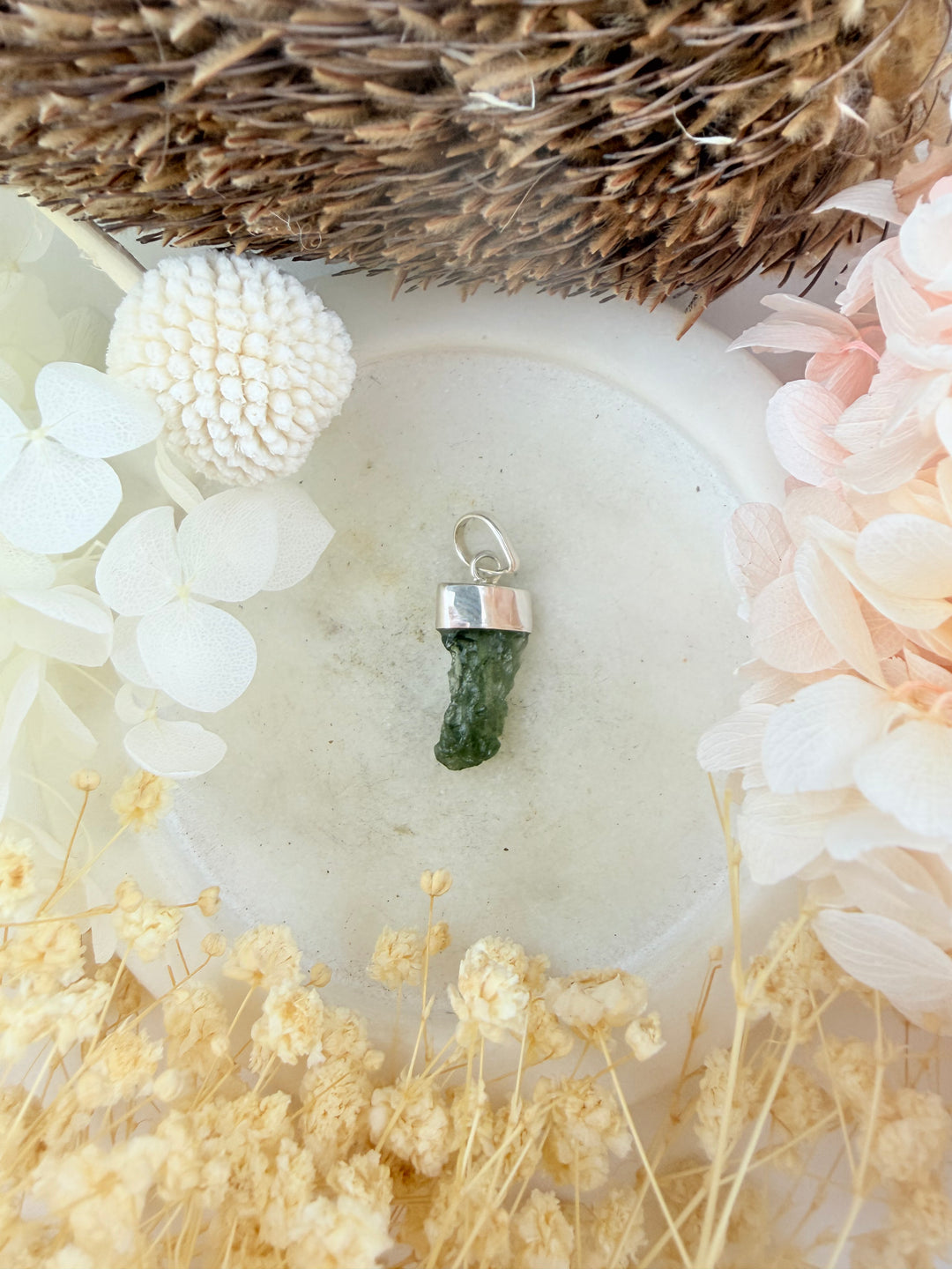 Moldavite Silver Pendant