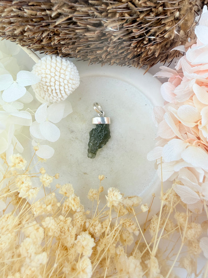 Moldavite Silver Pendant