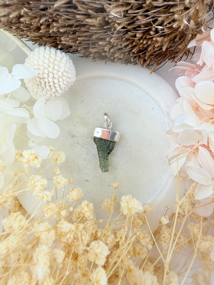 Moldavite Silver Pendant