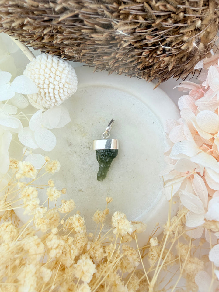 Moldavite Silver Pendant