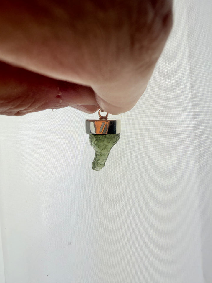 Moldavite Silver Pendant