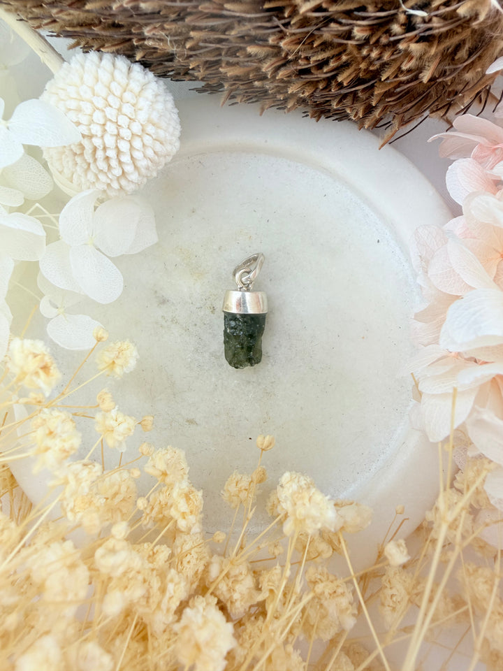 Moldavite Silver Pendant