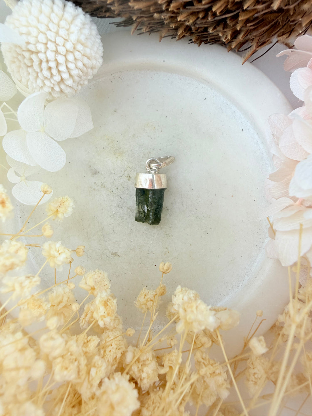Moldavite Silver Pendant