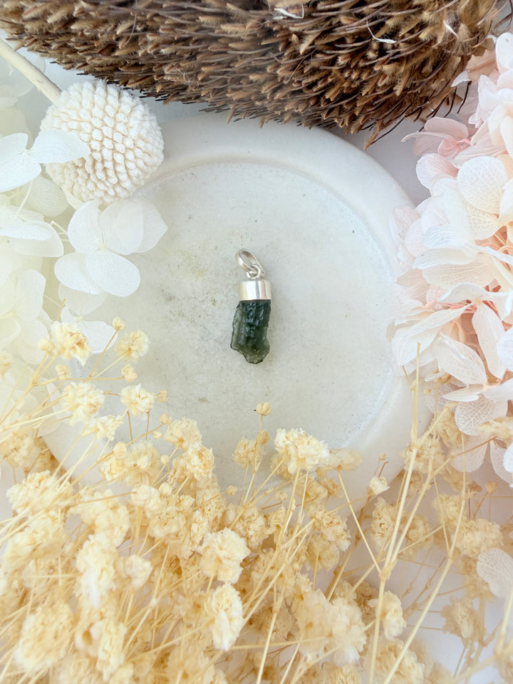 Moldavite Silver Pendant