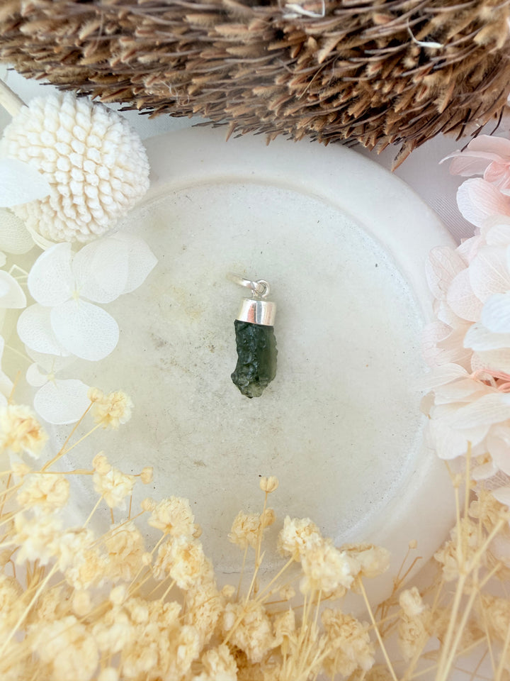 Moldavite Silver Pendant