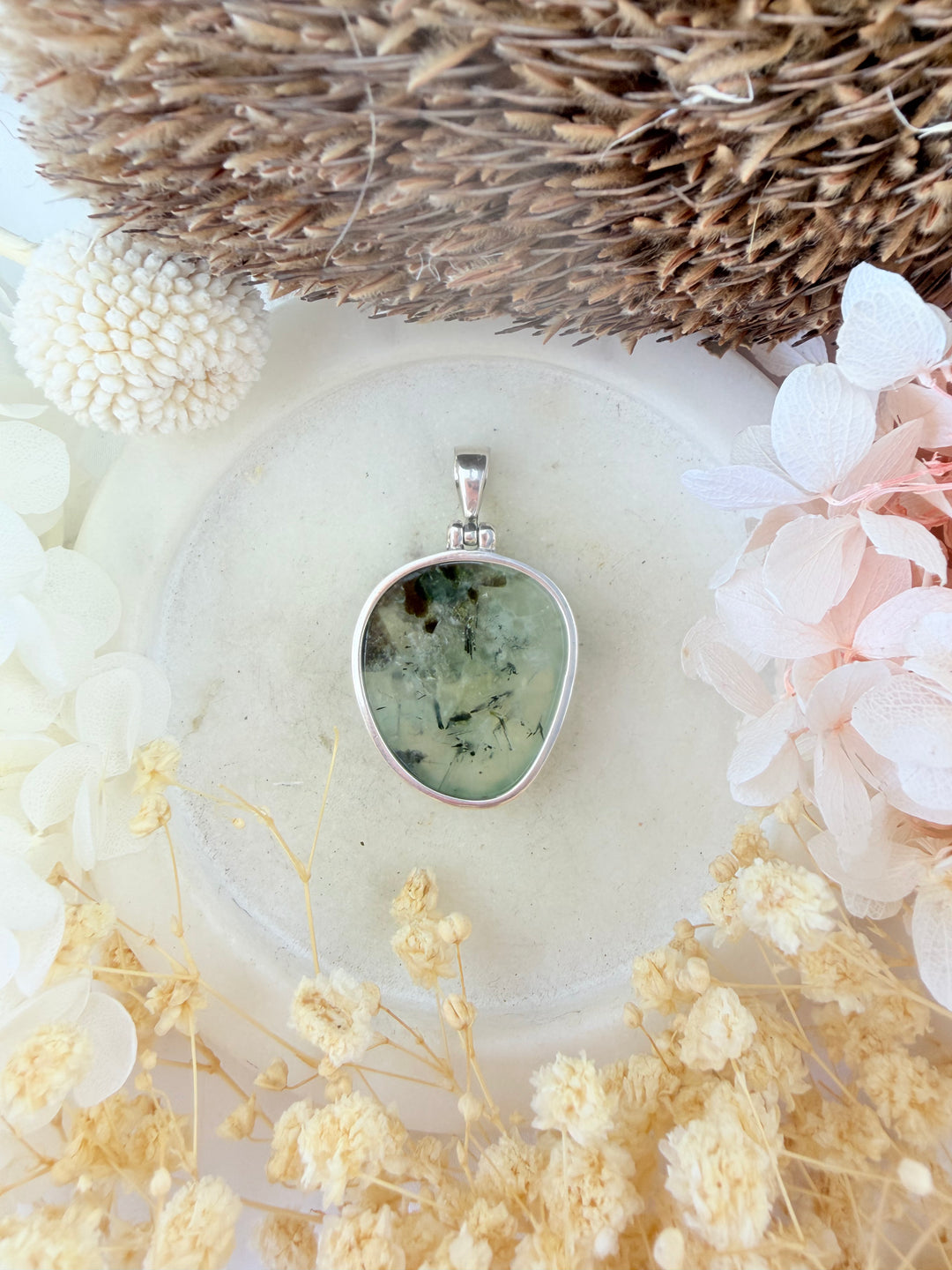 Prehnite Silver Pendant