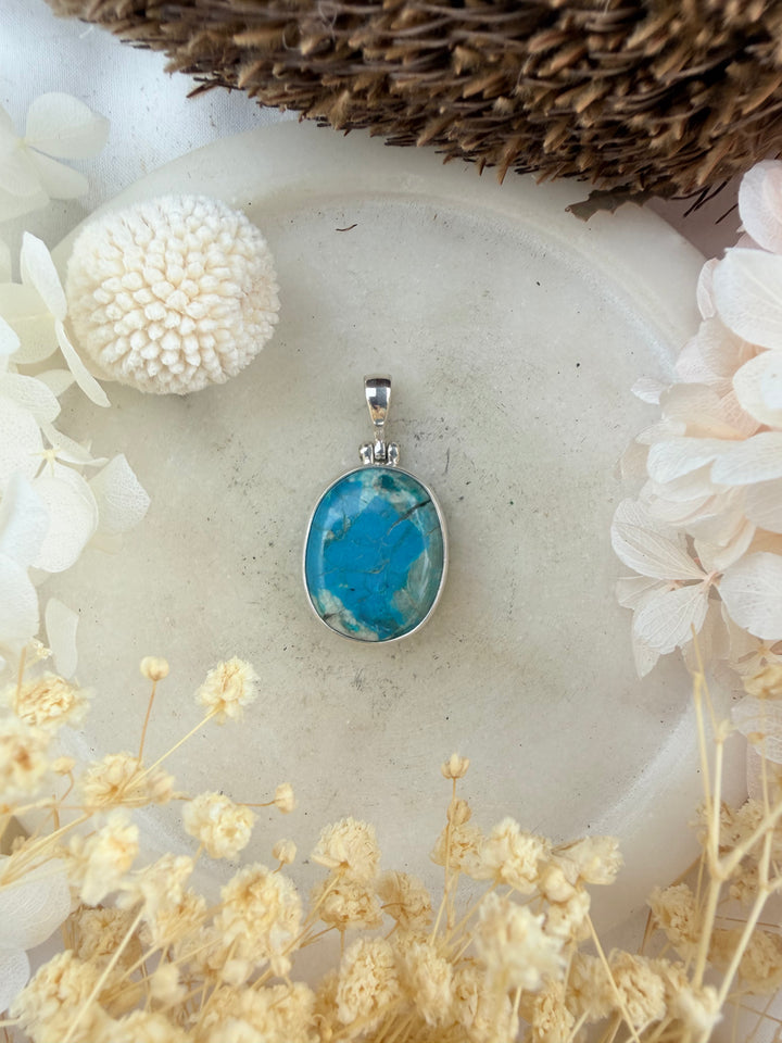 Chrysocolla Silver Pendant