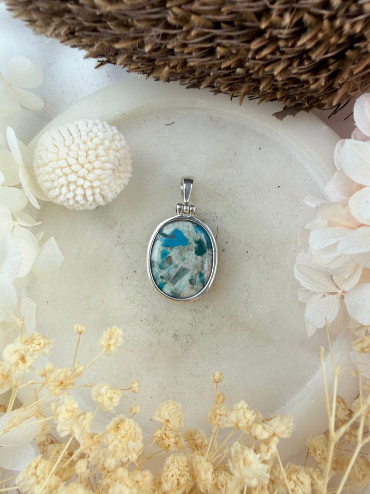 Chrysocolla Silver Pendant