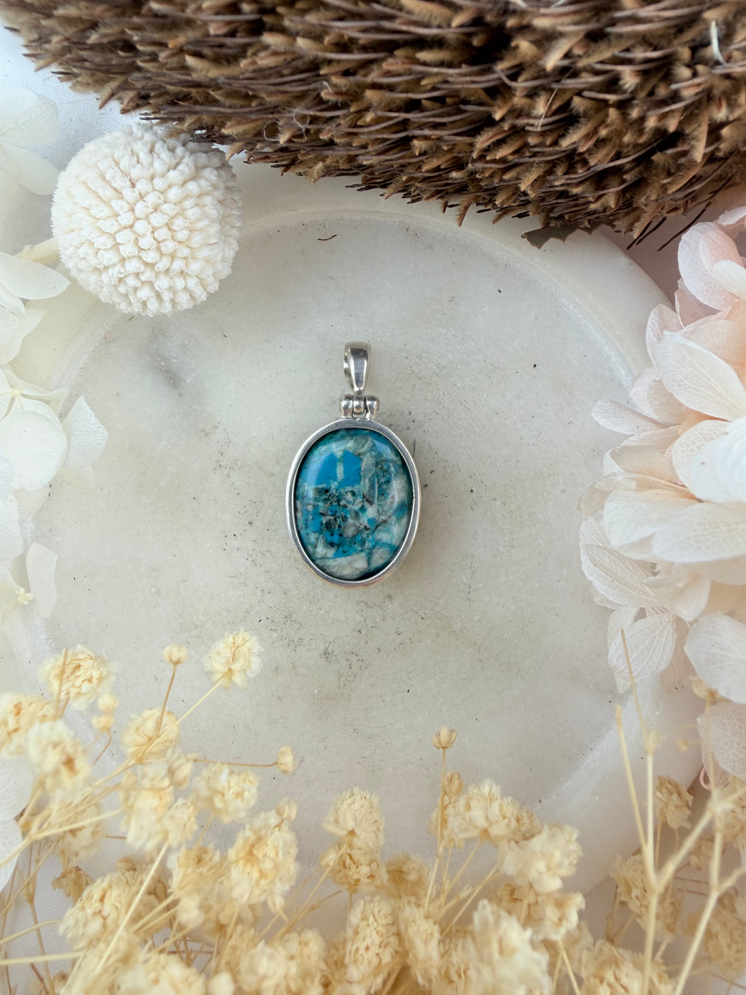 Chrysocolla Silver Pendant