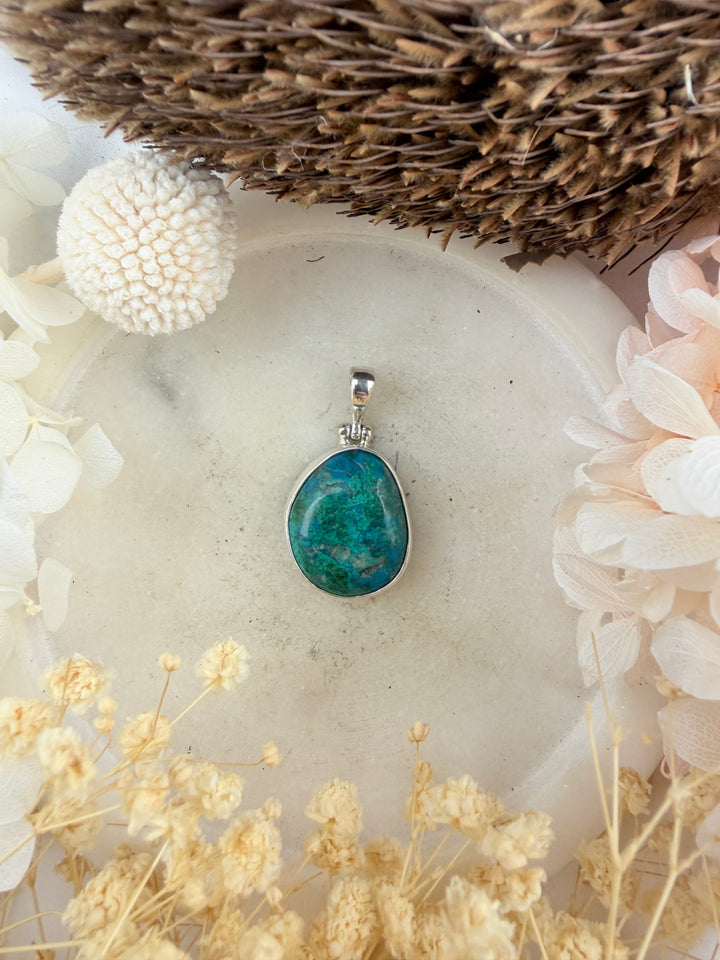 Chrysocolla Silver Pendant